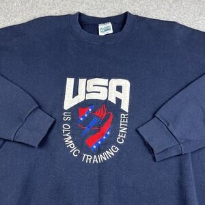 Vintage US Olympics Crewneck Sweatshirt Mens XL Training Center Blue 90s USA